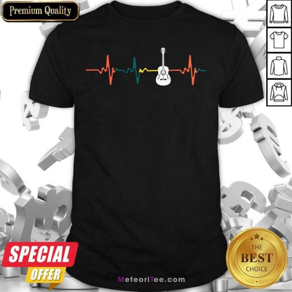 Vintage Guitar Heartbeat Shirt - Design By Meteoritee.com