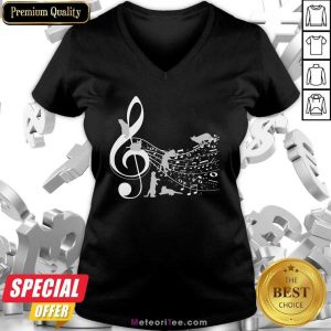 Cat And Note Music V-neck - Design By Meteoritee.com