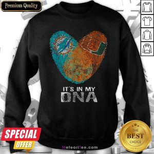 Dolphins Hurricanes It’s In My Dna Heart Fingerprints Sweatshirt - Design By Meteoritee.com