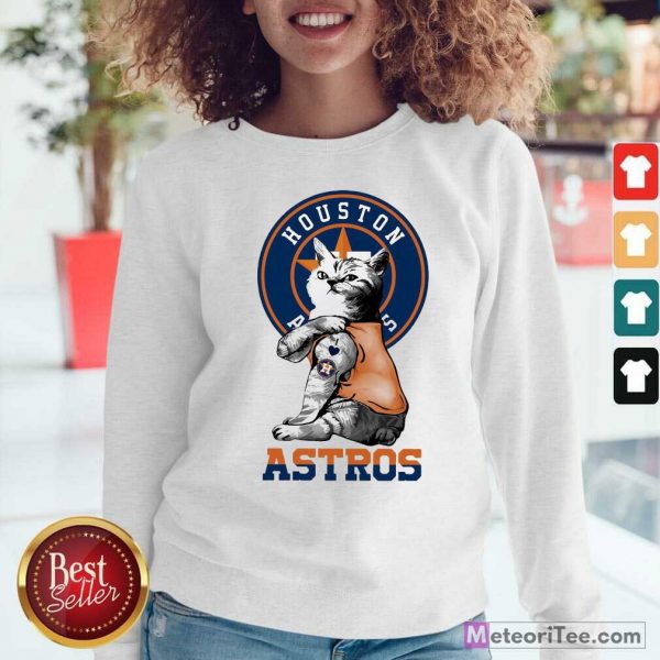 Tattoo Cat I Love Houston Astros Sweatshirt - Design By Meteoritee.com