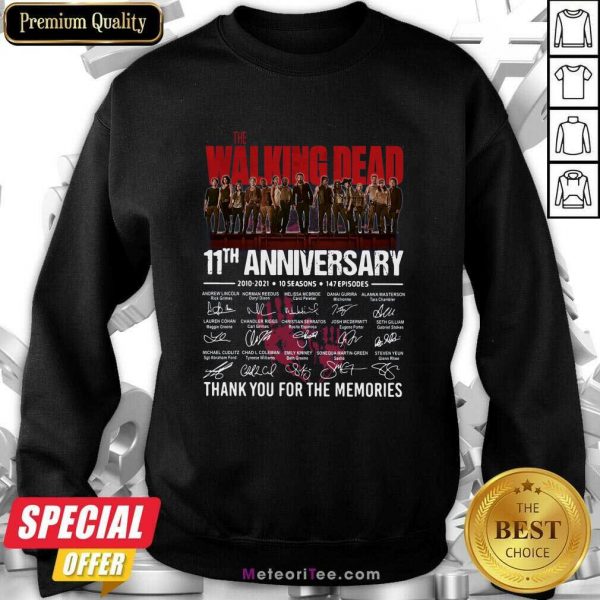 The Walking Dead 11th Anniversary Thank You For The Memories Signatures Sweatshirt - Design By Meteoritee.com