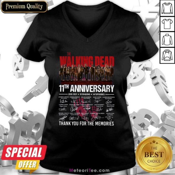 The Walking Dead 11th Anniversary Thank You For The Memories Signatures V-neck - Design By Meteoritee.com