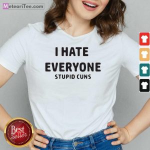 I Hate Everyone Stupid Cunts Slogan Men’s V-neck - Design By Meteoritee.com