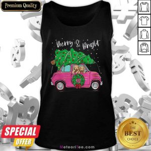 Merry And Bright Pitbull Dog Christmas Tank Top - Design By Meteoritee.com