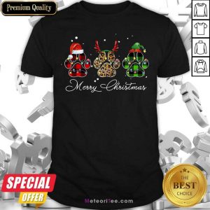 Paw Dog Santa Reindeer ELF Merry Christmas Light Shirt - Design By Meteoritee.com