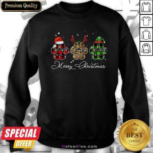 Paw Dog Santa Reindeer ELF Merry Christmas Light Sweatshirt - Design By Meteoritee.com