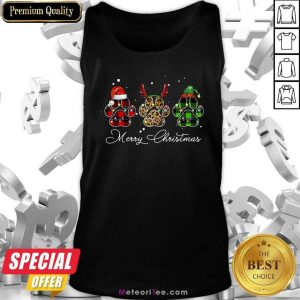 Paw Dog Santa Reindeer ELF Merry Christmas Light Tank Top - Design By Meteoritee.com