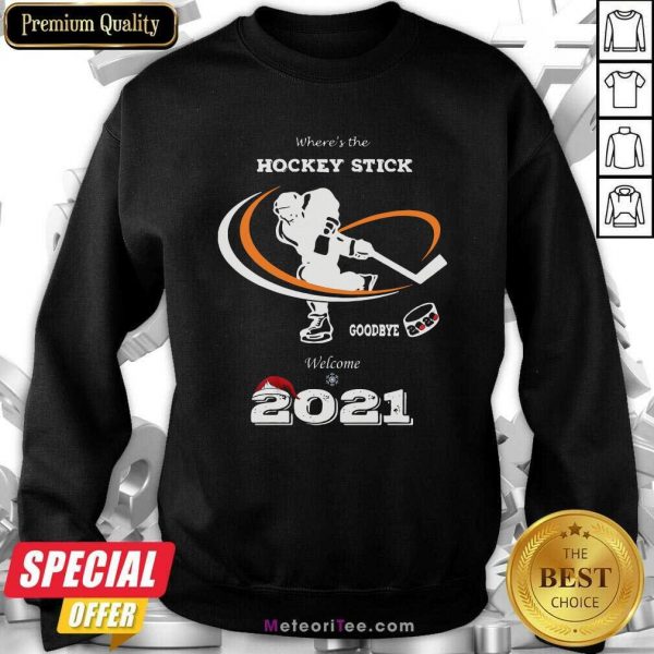 Where’s The Hockey Stick Goodbye Welcome 2021 Christmas Sweatshirt - Design By Meteoritee.com