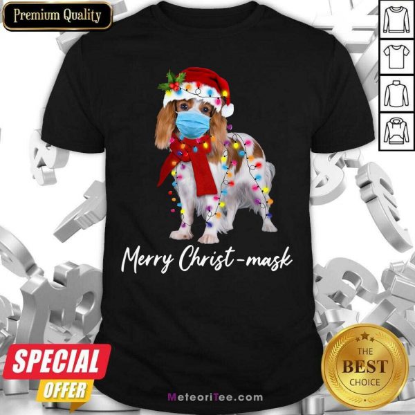 Cavalier King Gorgeous Merry Christ Mask Merry Christmas Light Shirt - Design By Meteoritee.com