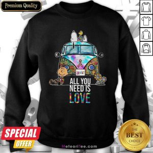 Hippie Bus Snoopy Charlie Brown All You Need Is Love Autism Sweatshirt - Design By Meteoritee.com