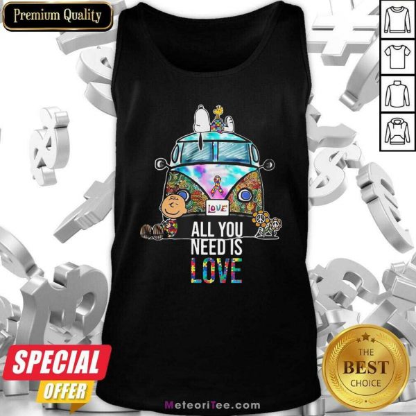 Hippie Bus Snoopy Charlie Brown All You Need Is Love Autism Tank Top - Design By Meteoritee.com