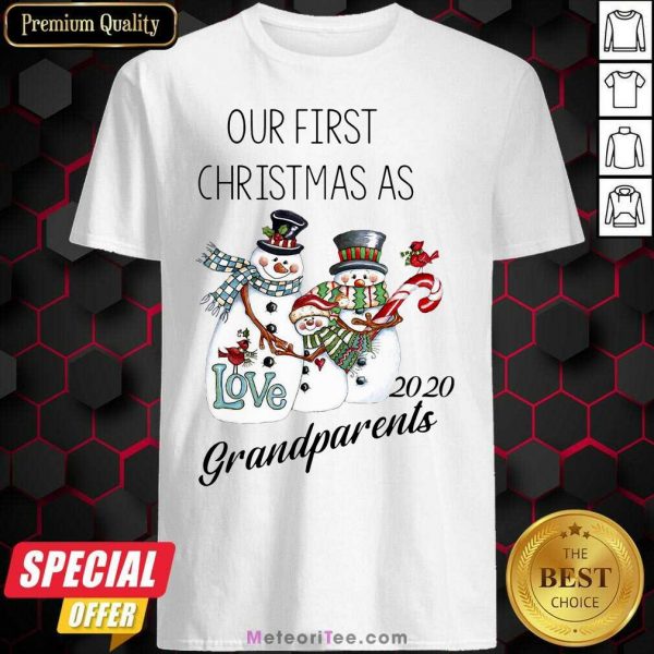 Snowman Our First Christmas Love 2020 Grandparents Shirt - Design By Meteoritee.com