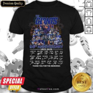 The Giants 95th Anniversary Thank You For The Memories Signatures Shirt - Design By Meteoritee.com