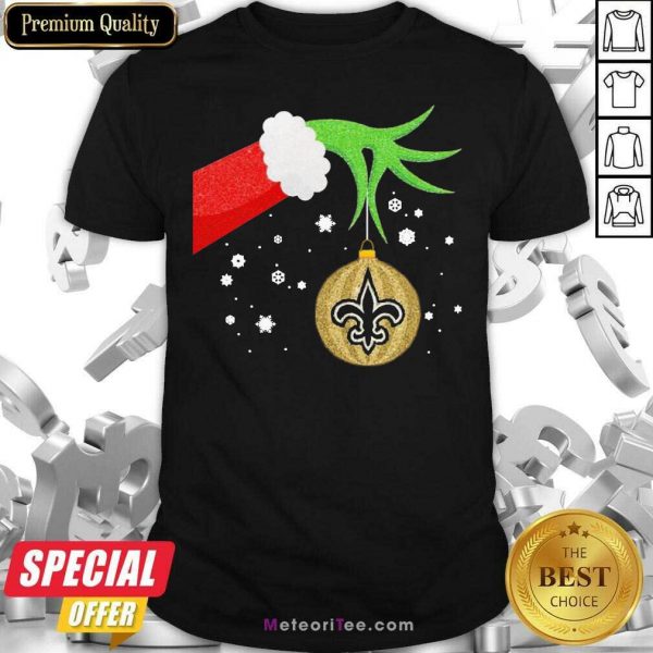 The Grinch Christmas Decoration New Orleans Saints NFL Shirt - Design By Meteoritee.com