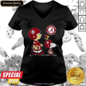 The Peanuts Charlie Brown And Snoopy Woodstock Alabama Crimson Tide Football V-neck- Design By Meteoritee.com