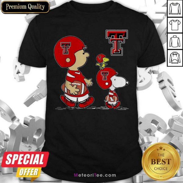 The Peanuts Charlie Brown And Snoopy Woodstock Texas Tech Red Raiders Football Shirt - Design By Meteoritee.com
