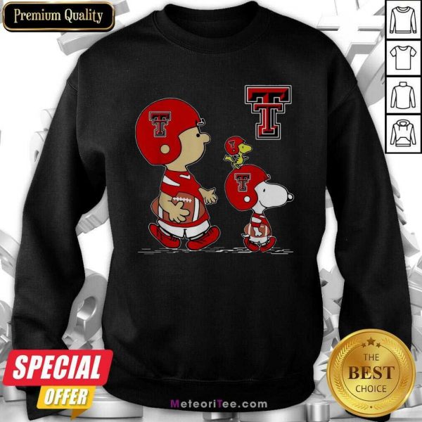 The Peanuts Charlie Brown And Snoopy Woodstock Texas Tech Red Raiders Football Sweatshirt - Design By Meteoritee.com