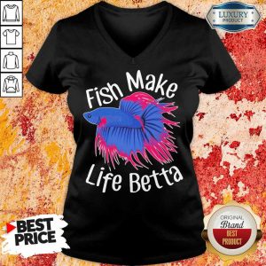 Bewildered Fish Make 4 Life Betta V-neck - Design by Meteoritee.com
