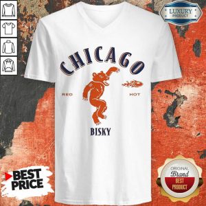 Horrified Chicago Bears 28 Red Hot Bisky V-neck - Design by Meteoritee.com