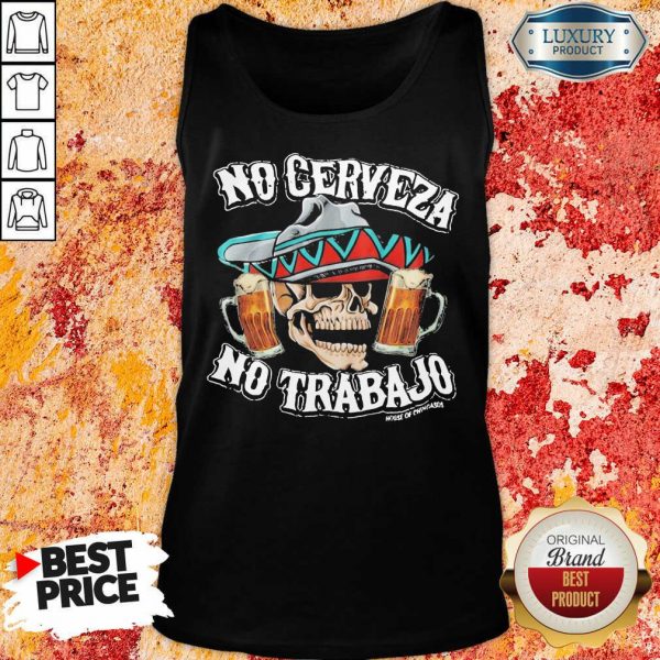 Negative No Cerveza No Trabajo Skull 10 Beer Tank Top - Design by Meteoritee.com