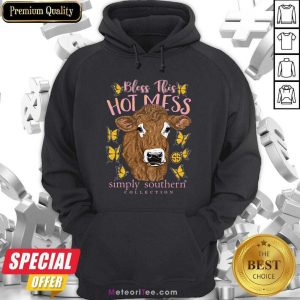 Bless This Hot Mess Simple Southern Collection Cows Buffterfly Hoodie - Design By Meteoritee.com