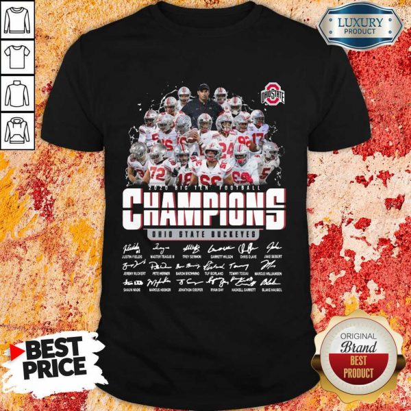 Terrified Ohio State 2020 Champions Player 4 Signatures Shirt - Design by Meteoritee.com
