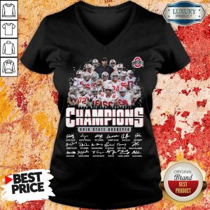 Terrified Ohio State 2020 Champions Player 4 Signatures V-neck - Design by Meteoritee.com
