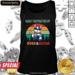 Easily Distracted By Dogs And Guitar Vintage Retro Tank Top- Design By Meteoritee.com