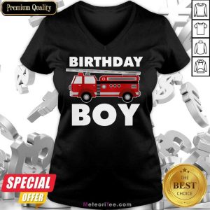 Birthday Boy 6 Fire Truck V-neck - Design By Meteoritee.com