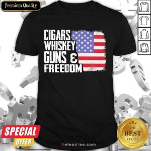 Cigars Whiskey Guns And Freedom 5 American Flag Shirt - Design By Meteoritee.com