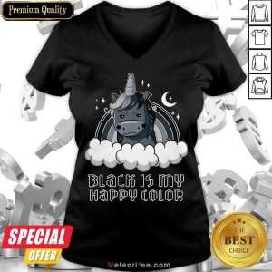 Unicorn 1 Black Is My Happy Color V-neck - Design By Meteoritee.com