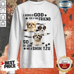 I Asked God For A True Friend So He Sent Me A Shih Tzu Sweatshirt
