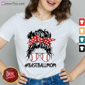 Baseball Mom Life Messy Bun Mom Game Day V-neck