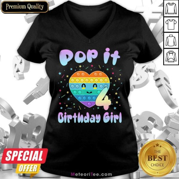 Pop It Birthday Girl 4 V-neck